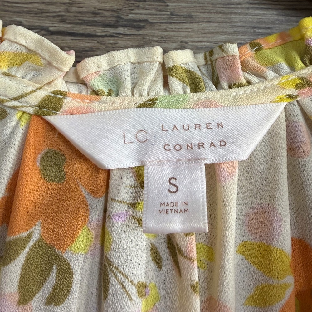 LC Lauren Conrad Orange and Yellow Floral Mini Dress - Picture 6 of 10